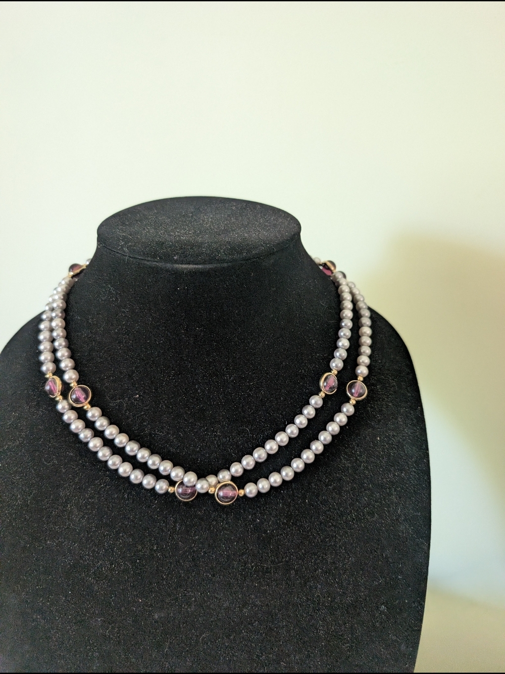 Classic Pearl and Garnet Station Necklace - Women's Jewelry - Picture 10 of 10